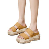 Leather Slippers Women New Indoor Outdoor Thick Sole Fashion Slippers Anti Slip Trend Flat Shoes Wear-resistant