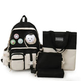 2022 NEW 5-piece set School backpack Canvas Korean Large capacity Women's backpack Kawaii cute doll school girl backpack