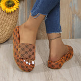 Bottom Slippers Women Wear 2025 New Water-Washing Letter Embroidery One-Word Loose Cake Thick Bottom Thick Bottom Thick Thick Cool