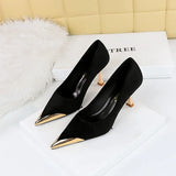 Breakj Fashion Sexy Nightclub Show Thin Wine Glasses With High Heel West Shi Velvet Shallow Metal Pointed Women's Singles