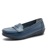 Flats Slip On Soft Loafers Women Genuine Leather Shoes Platform Nurse Ladies Flat Shoes Wedge White Zapatos De
