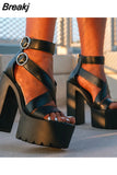Dropship 2023 Summer High Quality Platform Ankle Strap Cover Heel Buckle Strap Fashion Sexy Woman Sandals Shoes