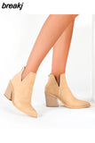 Winter Casual Western Cowboy Ankle Boots Women Snake Cowgirl Booties Short Cossacks Botas High Heels Shoes plus size