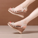 Heel High Heel Sandals Women's 2023 Summer New Style Muffin Thick Bottom Waterproof Table Size 41-43 Hundred Open Toe