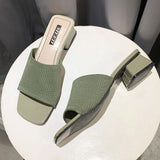 Women's Shoes Slippers Outdoor Summer New Fashion Knitted Stretch Open Toe Thick Sandals