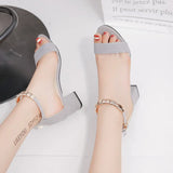 String Bead Summer Women Sandals Open Toe shoes Women's Sandles Square heel Women Shoes Korean Style Gladiator Shoes