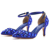 Breakj Cm Large-Size Sandals Fine Heel Head Water Drill High Heel Sandals Gold Water Drill High Heels Wedding