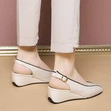 5.5CM Leather Women Shoes Slingbacks Wedges Pump Oxfords Brand Slip on Casual Shoes Moccasins Wild Driving Sandals
