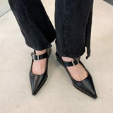 2023 New British Style One Word Belt With Small Leather Shoes Wear Fashion Mary Jane Shoes Women's