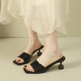 Breakj Summer New One-Word French Simple And Comfortable Gentle Evening Wind Retro High-Sliflip Slippers