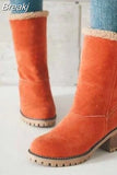 Women's Ankle Boots 2023 Warm Plush Snow Boots Women High Heels Size 43 Women Non Slip Turned Over Edge Short Boots Botas
