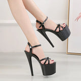 Breakj Leather Sandals Special High Heels Heel Sexy Black Waterproof Platform Hate Day Superb High Slippers Female
