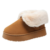 Womens Warm Fur Lined Winter Snow Boots Chunky Platform Plush Ankle Boots Women Thick Bottom Non Slip Cotton Padded Shoes