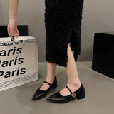 Breakj Women In The Autumn Of 2025 New French Pointed Light-Pointed Mary Jane Shoes With Thick