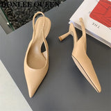Fashion Spring Slingback Sandals Women Half Wrap Pointy Toe Designer High Heel Shoe Elegant Shallow Pumps Party Dress