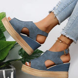 New Women's Casual Wedge Sandals Comfy Open Toe Glitter Color Golden Women's Summer High-heeled Sandals Sandalias De