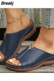 Women Wedge Slippers 2023 Casual Female Slides Lightweight Shoes Anti-slip Platform Retro Shoes Orthopedic Women