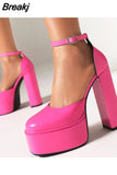 Pumps Chunky Heel Ankle Strap Shoes 2023 Spring Summer Fashion Sexy Mary Janes Wedding Shoes Pumps Big Size