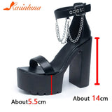 Dropship 2023 Summer High Quality Platform Ankle Strap Cover Heel Buckle Strap Fashion Sexy Woman Sandals Shoes