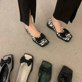 Spring New Comfortable Ladies Flat Shoes Personality Square Toe Shallow Mouth Slip-on Loafers Ladies Casual Shoes