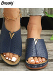Women Wedge Slippers 2023 Casual Female Slides Lightweight Shoes Anti-slip Platform Retro Shoes Orthopedic Women
