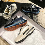 Sneakers Off Black White Buckle Air Mesh Designer Trainers Thick Bottom Chunky Women's Sneakers Vulcanized Casual