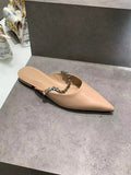 Women's Slippers Rhinestone Belt Sandals Woman Pointed Toe Slippers Flat Low Heels Mules Ladies Casual