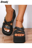 Summer Woman Sandals Plus Size 43 High Platform Gothic Cosplay Wedges Comfy Woman Mules Shoes Outstoor