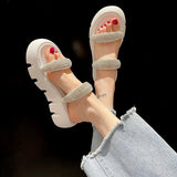 Wedge Sandals Woman Summer 2023 Chunky Platform Women Leather Slippers Thick Sole Gladiator Shoes for Women Flip
