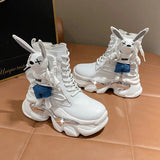 Women's Thick-soled Boots Wedge Heel Lace-up Decorative Women's Shoes Fashion Winter Women's Boots Vulcanized shoes Modern