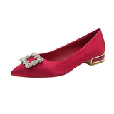 Women Flats Wedding Shoes Rhinestone Pointed Toes Cinderella Cryatal Shoes Flat Slip On Spring Summer Party Shoes Plus Size