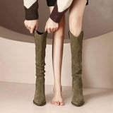 Pointed Toe Shoes for Woman Denim Winter Knee High Shaft Women's Boots Punk Cowgirl Cowboy Long Western Spring