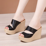 Super High Heel Slippers Women's Muffin Thick Soles Waterproof Table Fashionable Small Size 32-33 Slope Heel Sandals