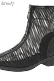 Hollow Chelsea Short Boots Women 2023 New Summer Thin Section Breathable Thick Heel Martin Boots Female High Top