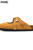 2023 New Summer Women Cork Slippers Buckle Non-slip Casual