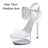 women shoes summer sandals gladiator heels Pole Dance High-heeled Sandals Clear High Heels Platform Diamonds Sandals