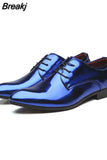 Leather Men Wedding Shoes Gold Blue Red White Oxfords Shoes Designer Pointed Toe Dress Shoes Big Size