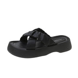 Slippers Flat Slipers Women Med Slides Fashion Platform Soft 2023 Luxury PU Rome Retro Basic House Slippers Platform