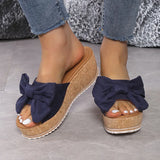 Breakj Bow Cold Slippers Women 2025 Summer New Comfortable Loose Cake Thick-Bottomed Slippers