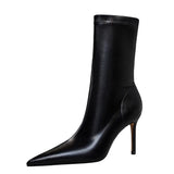 Breakj Stylish Simple, Thin, High, Shallow Pointed Sexy Nightclub Show Short Boots Women's