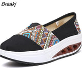 Summer Sneakers for Women Thick Sole Canvas Shoes Flat Platform Sweet Women's Flats Ladies Brand Shoes 5cm Heel