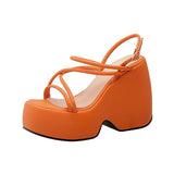 Women Luxury Designer Brand 2022 Summer Microfiber Fashion Platform Wedge High Quality Slides Female Shoe Big Size