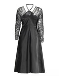 French Dress Women's Spring 2025 New Temperament Elegant Leisure Mesh Splicing Hanging Neck Waist
