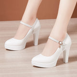 Model Catwalk High Heels Women's Waterproof Table Tip Large Size 40-43 Fine Heels Professional Single Shoes Work