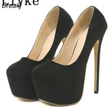 Elegant Women Party Wedding Stripper Heels Sexy Thick Bottom Round Toe Shallow Slip-On Shoes Platform Pumps Stiletto