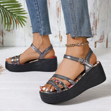 Women's Platform Wedge Sandals Summer 2024 High Heel Round Toe Comfortable Floral Woman Designer Gold Shoes Luxury