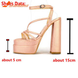 High Heeled Women's Sandals 2023 Summer Buckle Strap Platform Pumps Simply Element Comfortable Walking Plus Size