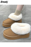 Winter Women Short Plush Warm Snow Boots Flats Casual Shoes Suede Fur Chelsea Ankle Boots Platform Ladies Shoes Botas