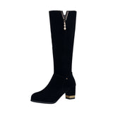 Breakj 2024 Diamond Beaded Metal Chain Lady Fashion Velvet Face Tip Thick And High-Hee Cotton