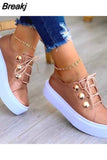 Spring Korean Sports Shoes Lace Up flats Breathable White Shoes platform Woman Shoes casual Sneakers zapatos de